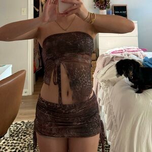 EDIKTED leopard printed mesh set